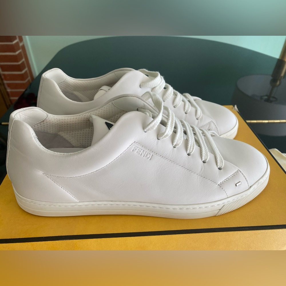 Authentic FENDI Men white leather Sneakers